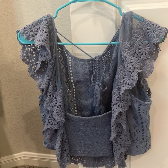 Free People lace blue crop top - Picture 2 of 2